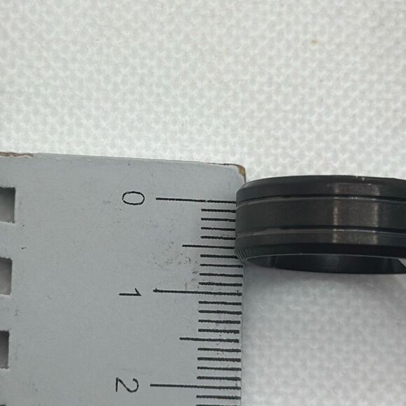 Brand New!! Size 14 Titanium plated beveled edge band, ring - Picture 3 of 4